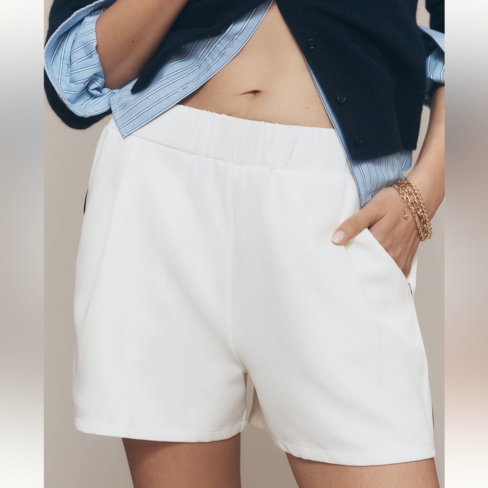 NWT Anthropologie Bishop + Young Ford Drawstring Track Shorts Ivory Size Small - Picture 8 of 14